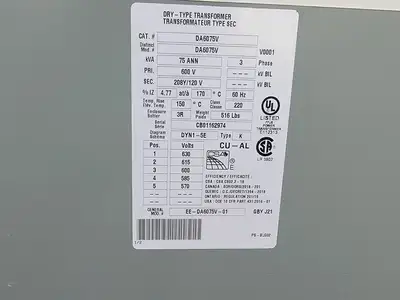 75 kVA Temporary Power Distribution Cart 600V Pri. 208Y/120V Sec.