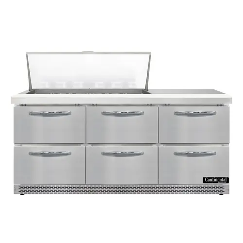 Continental D72N18M-FB-D 72" Designer Line Sandwich/salad Prep Table W/ Refrigerated Base, 115v