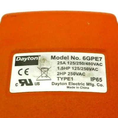 NEW DAYTON 6GPE7 FOOT SWITCH 25A TYPE 1 125/250/480V