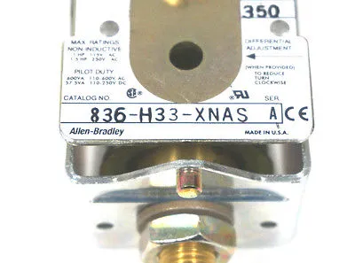 NEW ALLEN BRADLEY 836-H33-XNAS PRESSURE SWITCH SER. A, 836H33XNAS