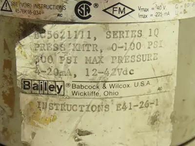 Bailey BC5621111 Pressure Transmitter 0-100psi 12-24VDC w/Diaphragm Seal