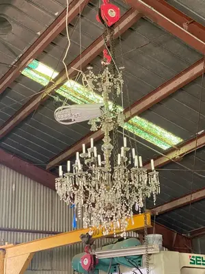 Unique Antique Dutch Brass Bronze 12 arm pegged Ball Chandelier 18th.C.