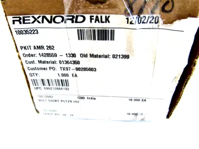 NEW LOT OF 16 REXNORD FALK 021399 BOLTS PKIT AMR 262