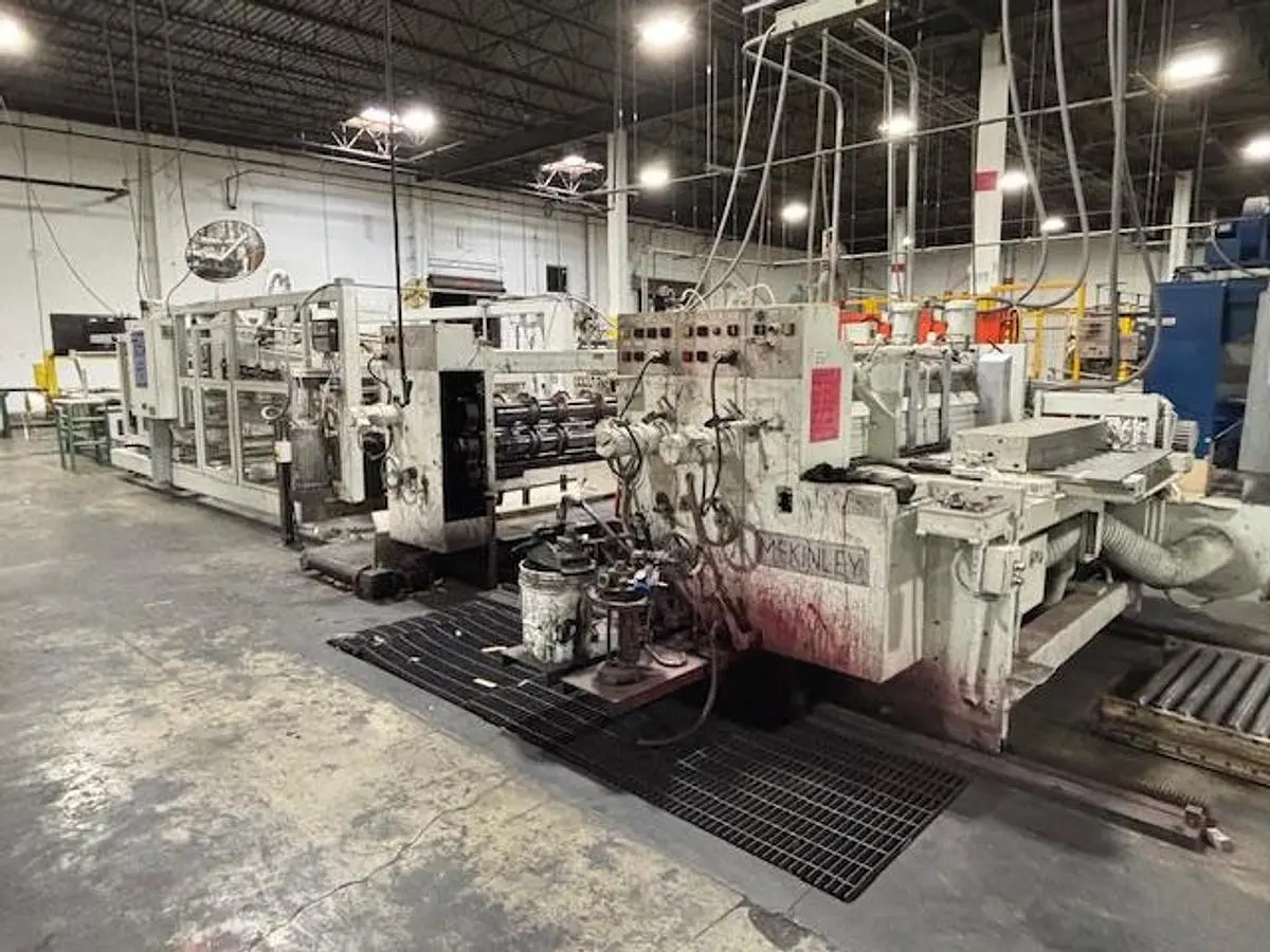 25" x 68" Mckinley 2 color mini Flexo Folder Gluer with top loading counter ejector