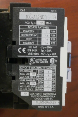 USED Allen-Bradley 100-A12ND3