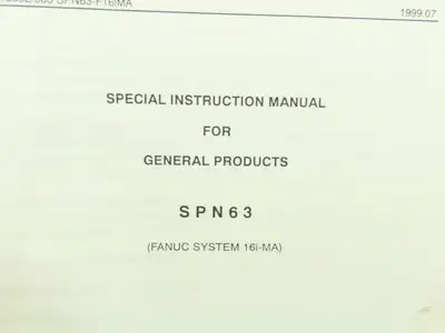 Niigata SPN63 CNC Machine Manual Fanuc 16i-MA  (1998-99)