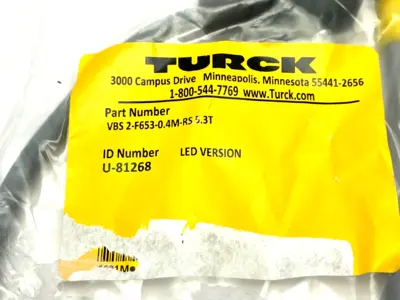 New | in-Stock Turck VBS 2-F653-0.4M-RS 5.3T Connector Accessories Michigan US | Maverick Industrial Sales #1397903