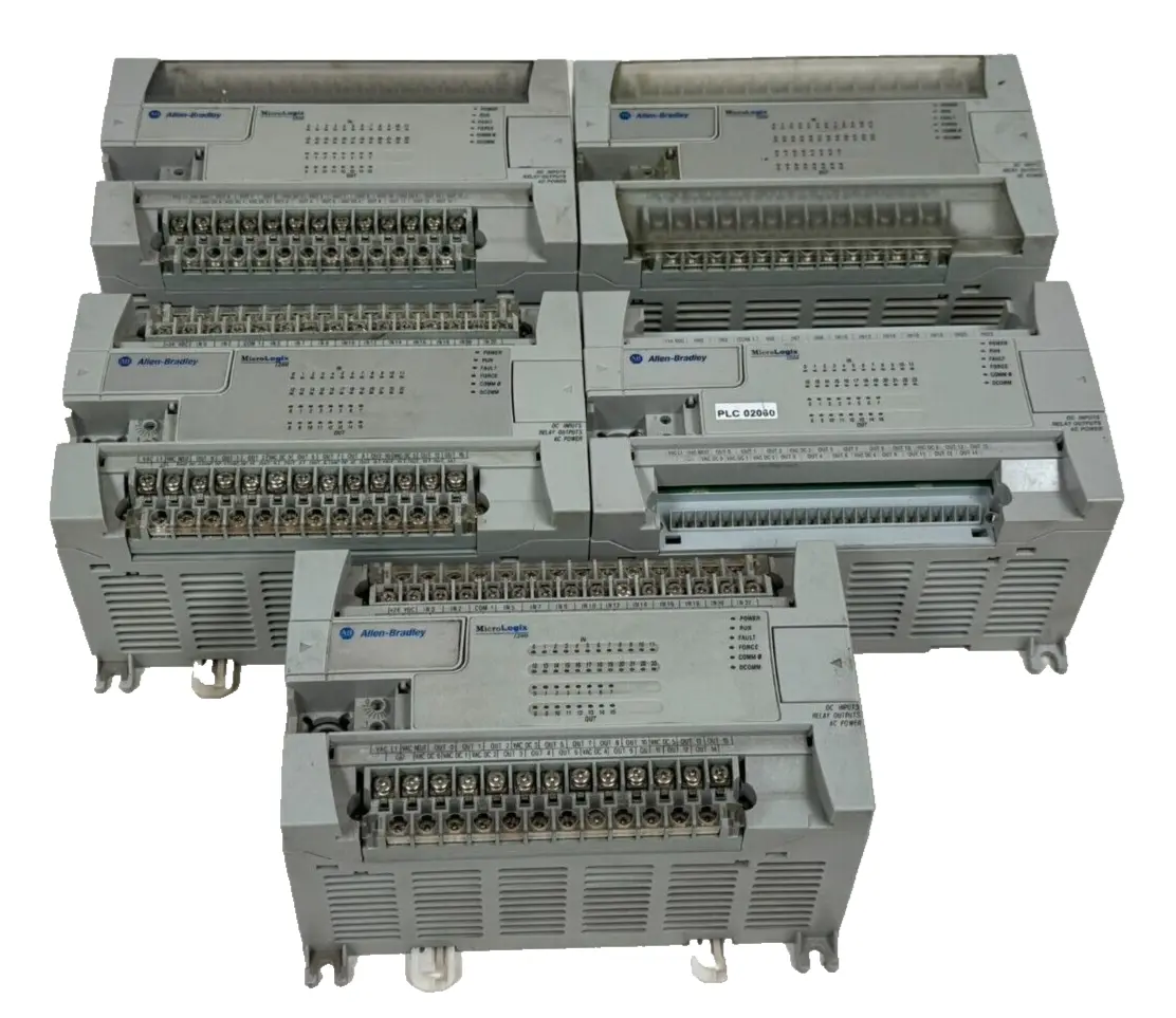 LOT OF 5 MICROLOGIX 1200 CONTROLLERS 1762-L40BWA 1762-L40BWAR PRE-OWNED SURPLUS