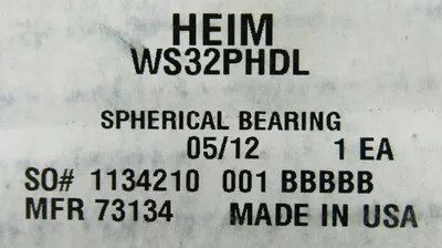 NEW RBC HEIM WS32PHDL SPHERICAL BEARING RRE003951 73134 WS32PHDL-BBBBB