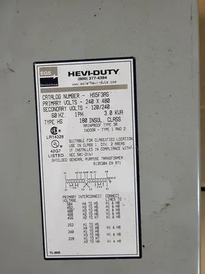 Used HEVI-DUTY _UNKNOWN_ Transformers | ND Industrial Surplus #1225849