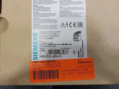 New | in-Stock SIEMENS 3RV1031-4EA10 Switchgears British Columbia CA | Lenmark #243688