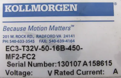 NEW KOLLMORGEN EC3-T32V-50-16B-450-MF2-FC2 ACTUATOR EC3T32V5016B450MF2FC2
