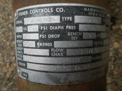 Fisher 1 1/2" 300 Class 316 Stainless Steel Control Valve