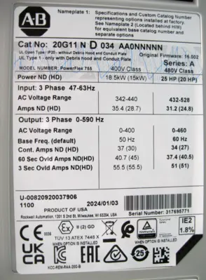 NEW Allen-Bradley 20G-11ND034AA0NNNNN
