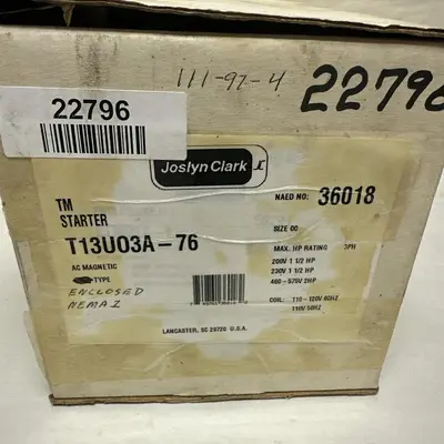 New | in-Stock JOSLYN CLARK T13UO3A-76 Switchgears Ohio US | Surplus Asset Holdings #1247365