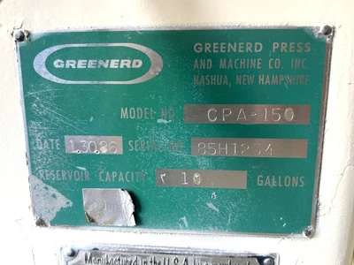 Used 1985 GREENERD PRESSES GREENERD CPA-150 PRESS Hydraulic Presses Michigan US | Alma Machinery #1424490