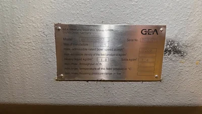 GEA GSC40-06-077 Disc Stack Centrifuge