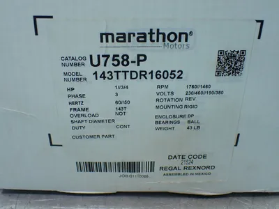 Used MARATHON MOTORS 143TTDR16052 Motors (misc) Ohio US | HGR 24 #873812