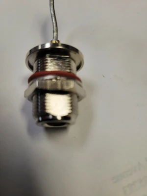1  LOT OF 5 Gold   Male SMA to female N bulkhead connectors.