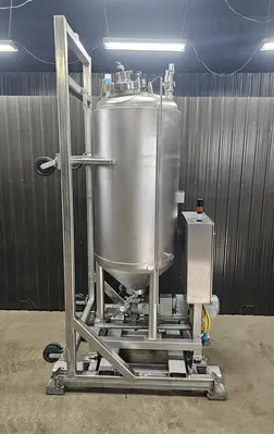 Used 400 Gallon Jacketed Tank (Reactor), With Waukesha Pump & Load Cells, 316 Stainless Steel