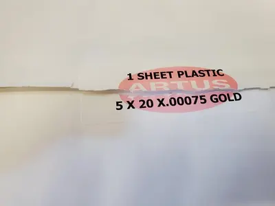ARTUS PLASTIC SHEET GOLD 5X20X.00075