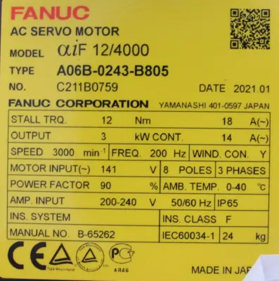 NEW FANUC A06B-0243-B805 SERVO MOTOR A06B0243B805