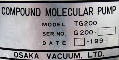 USED OSAKA VACUUM TG200 COMPOUND MOLECULAR PUMP