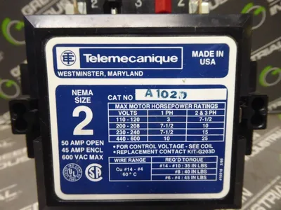 Telemecanique A102D Starter 600VAC MAX 25HP NEMA 2 New