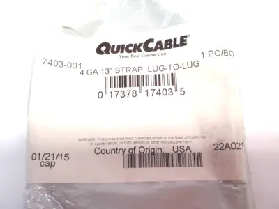 USED QUICK CABLE BRAIDED LUG-TO-LUG GROUND STRAP 4 GAUGE 13"