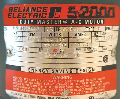 NEW RELIANCE ELECTRIC P56H3002R-RX S-2000 AC MOTOR 1725 RPM 1/3 HP P56H3002RRX