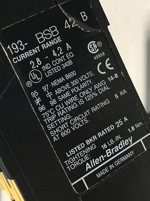 USED ALLEN BRADLEY 193-BSB42 SER B