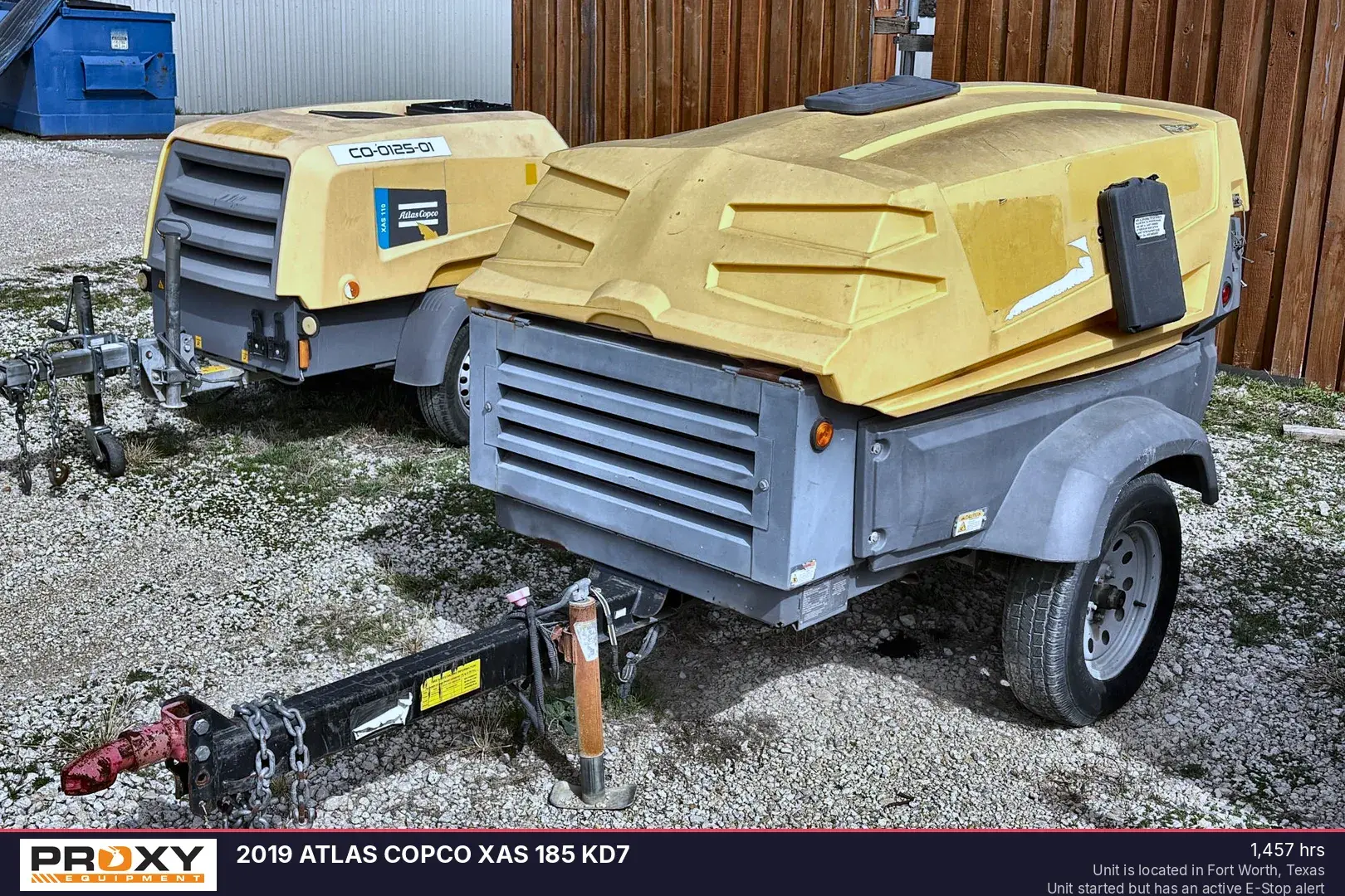 Used 2019 ATLAS COPCO XAS 185 KD7 Air Compressors, Portable Texas US | Proxy Equipment #1385409