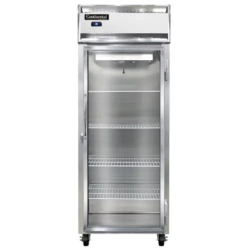 Continental 1RESNSSGD 28 1/2" One Section Reach In Refrigerator, (1) Right Hinge Glass Door, 115v