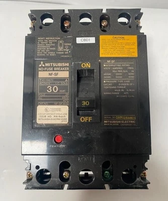 MITSUBISHI NF-SF3030 30 AMP NO-FUSE CIRCUIT BREAKER 480V 3P