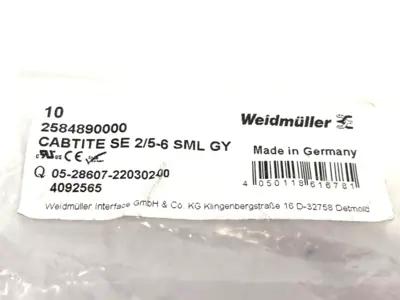 New | in-Stock Weidmüller Slotted Cable Grommet CABTITE SE 2/5-6 SML GY LOT OF 22 Electrical Fittings Michigan US | Maverick Industrial Sales #1402923