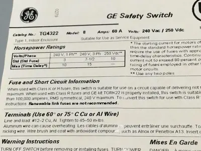 USED GENERAL ELECTRIC / GE TG4322