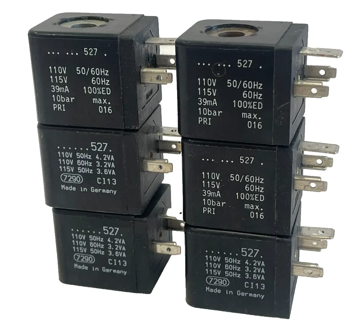 NEW LOT OF 6 UNBRANDED 527 SOLENOIDS 110V 50/60HZ