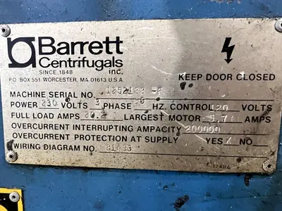 USED BARRETT 125 CLARIFUGE