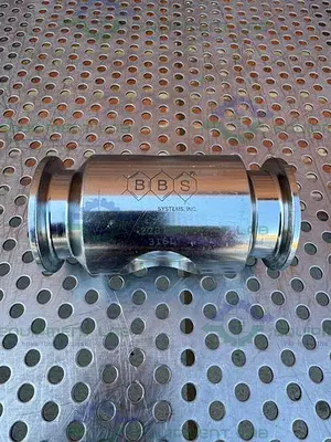 USED BBS SYSTEM 223169 STAINLESS STEEL IN LINE SIGHT GLASS W/ 1 1/2" SANITARY FITTING