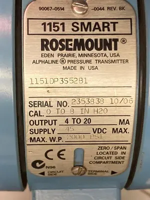 USED ROSEMOUNT 1151DP3S52B1
