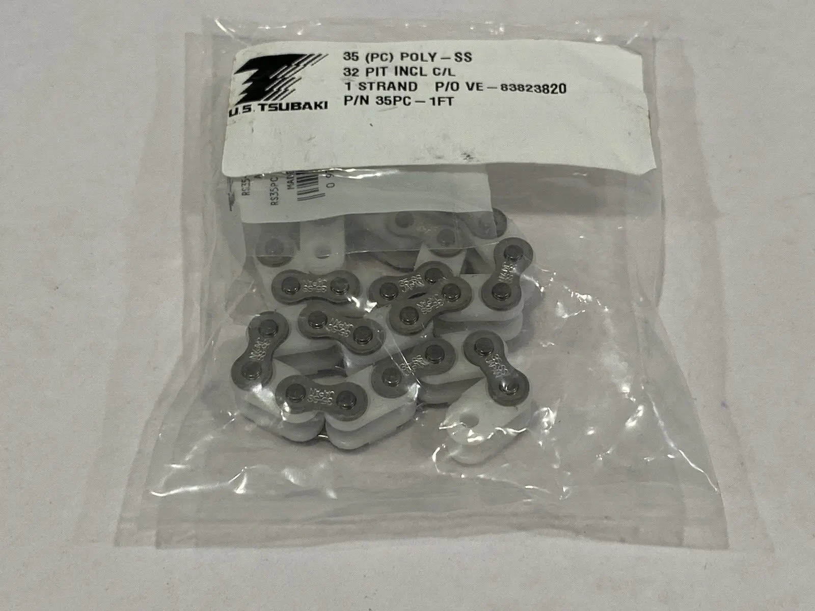 NEW TSUBAKI ROLLER CHAIN POLY-STEEL 35PC 1' FOOT LENGTH