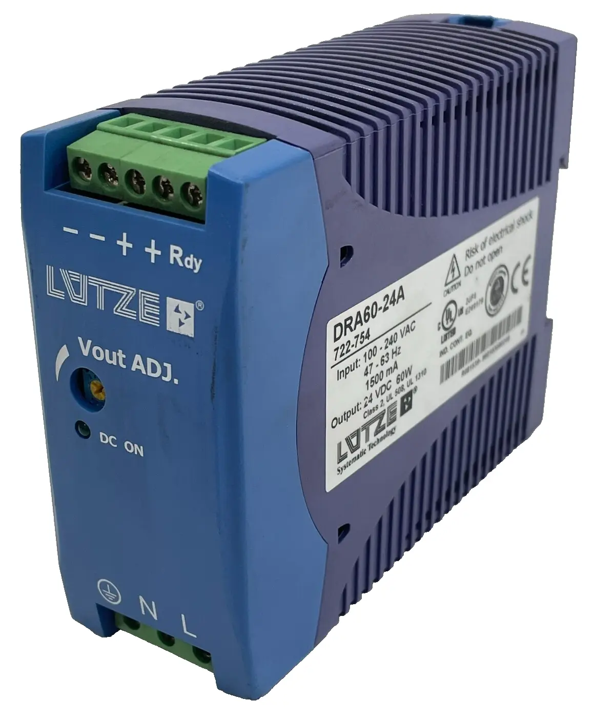NEW LUTZE 722-754 POWER SUPPLY 100-240VAC 47-63HZ DRA60-24A 722754