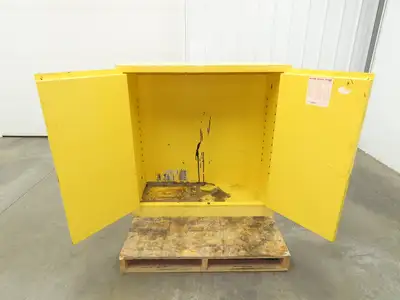 Justrite 25300 Yellow Flammable Safety Cabinet Dual Door 30 Gallon Liquid
