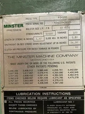 USED 1987 MINSTER P2-100-48