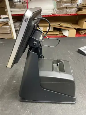Used ELO Used Elo 10" POS System with Printer, Stand and Card Reader Retail Retail Store Fixtures Illinois US | Falcon Restaurant Supply #1376445