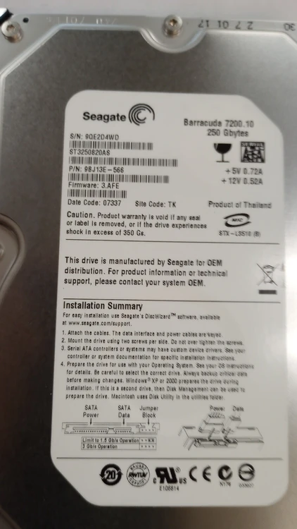 Used Seagate ST3250820AS Computer Accessories Arizona US | ASSET CONVERSION SPECIALISTS, INC. #324534