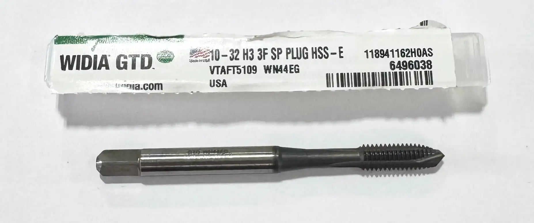 WIDIA 10-32 Cobalt Spiral Point Plug Tap 3 Flute H3 USA Made