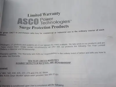 Used ASCO POWER TECHNOLOGIES 275120NF005AN3NO Surge Protectors Ohio US | HGR 24 #1406453