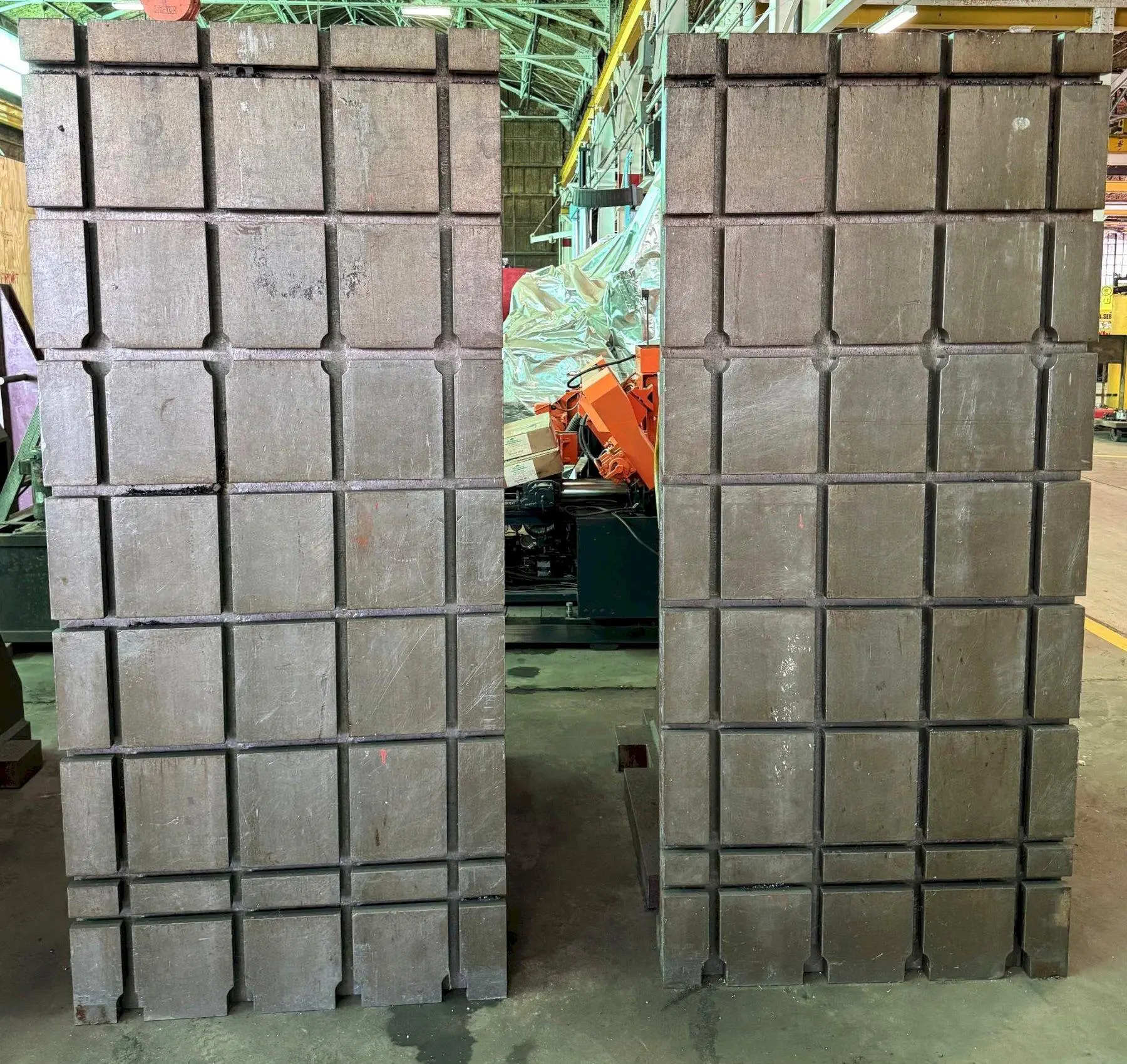 (2) 40" x 90" Angle Plates, (4) Vert T-Slots, (8) Horiz T-Slots