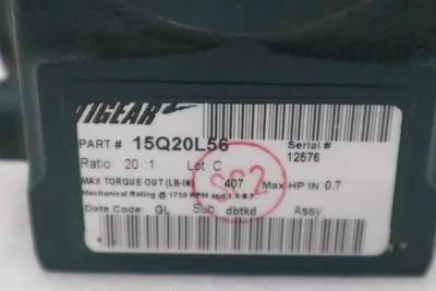 NEW BALDOR 15Q20L56 GEAR REDUCER 20:1 STOCK H982